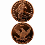 Close-up of Republic Mercantile 1 oz .999 fine copper collectible coin featuring the 1804 bust design.