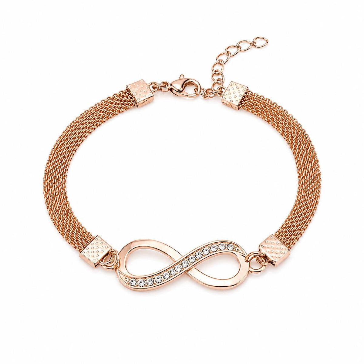 Rose gold Figure 8 fashion jewelry bracelet by Republic Mercantile featuring sleek interconnected links.