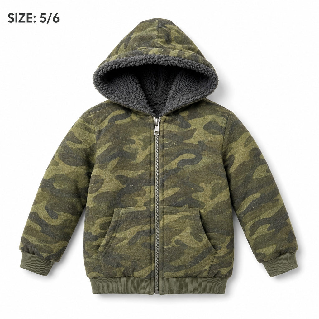 Coney Island Boy's Camo Sherpa-Lined Zip-Up Hoodie Size 5/6