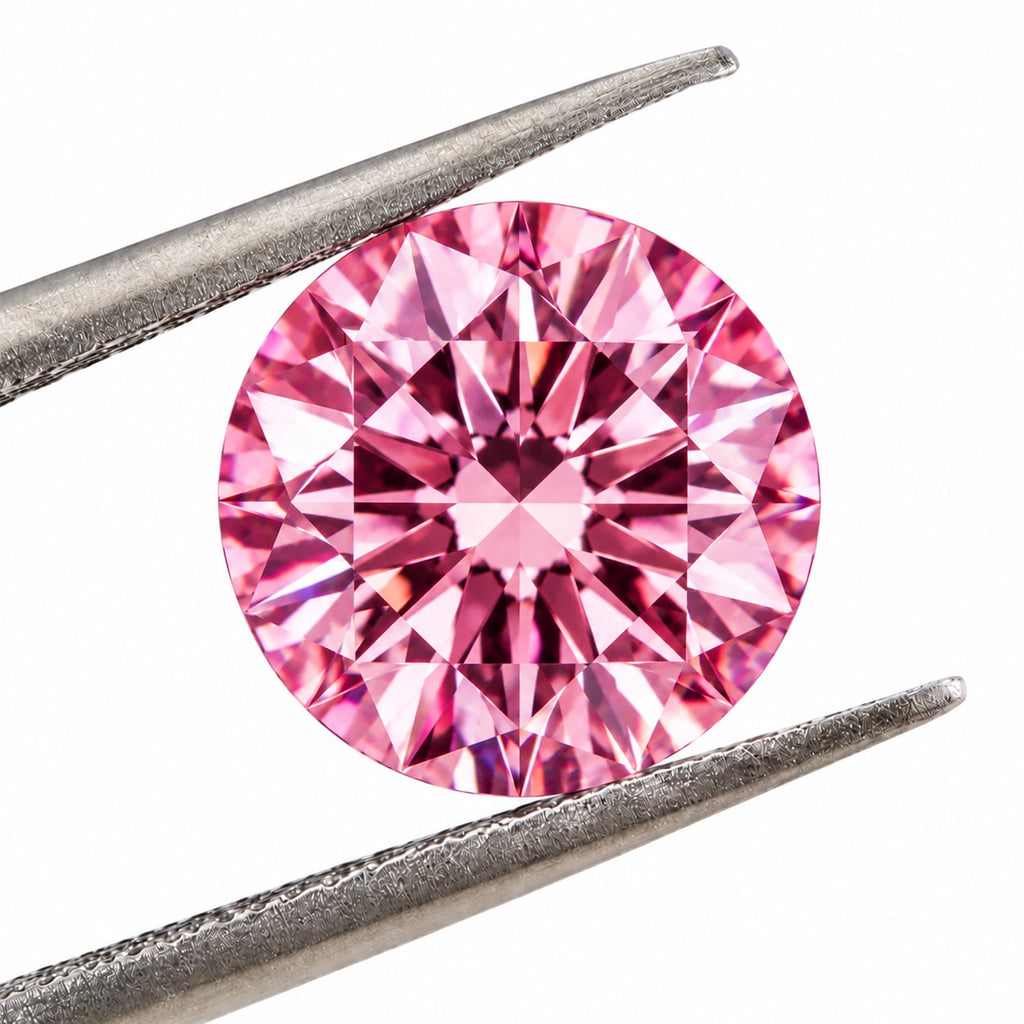 1ct Pink Moissanite Round 6.5mm VVS1 Loose Gemstone GRA Card & Case Certified