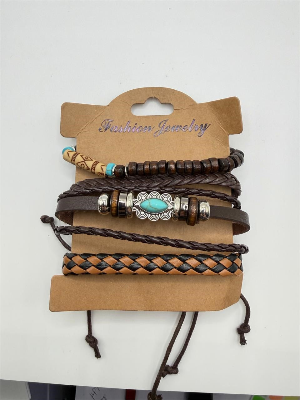 4 Piece Boho Leather Bracelet Set