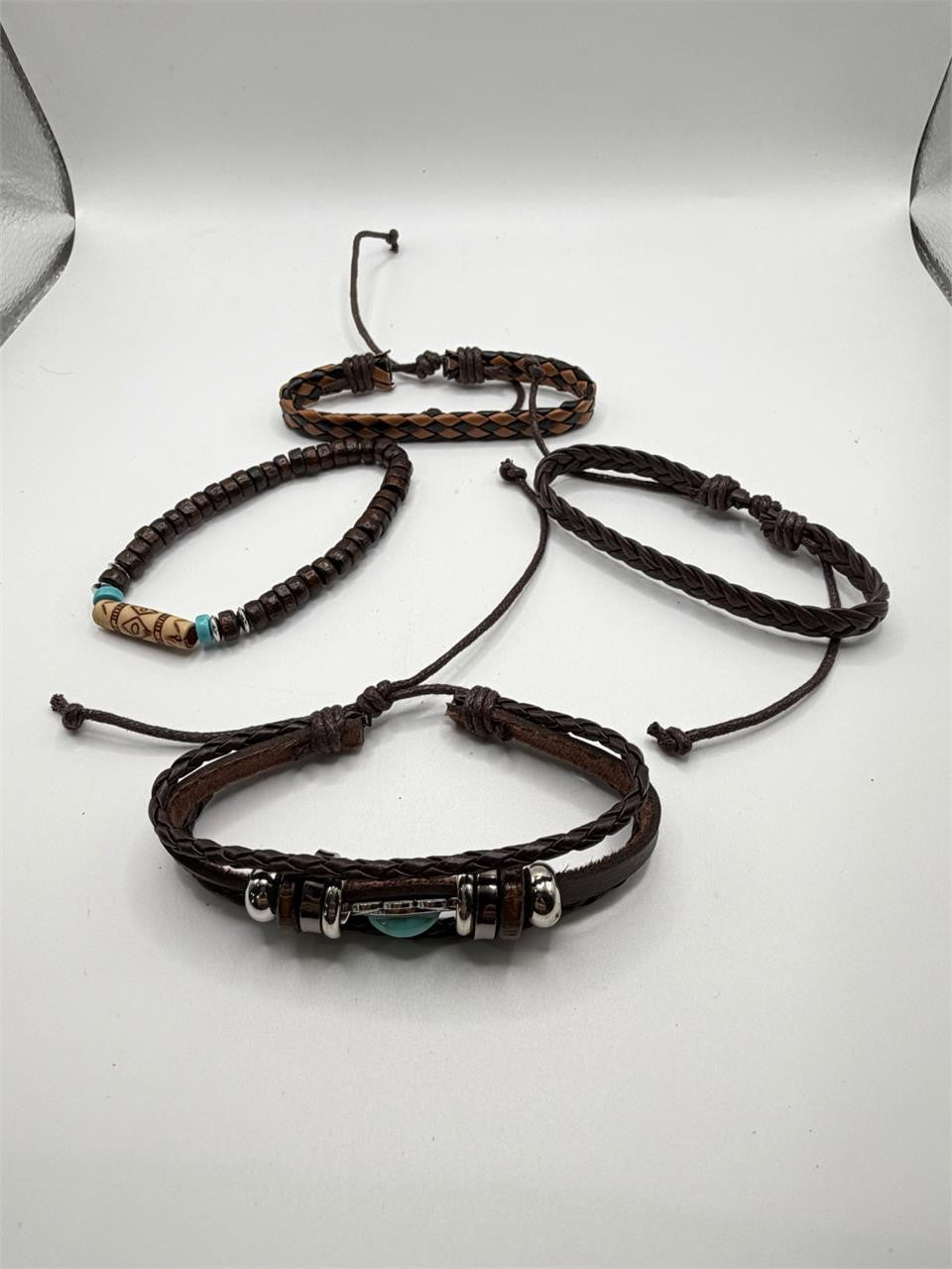 4 Piece Boho Leather Bracelet Set