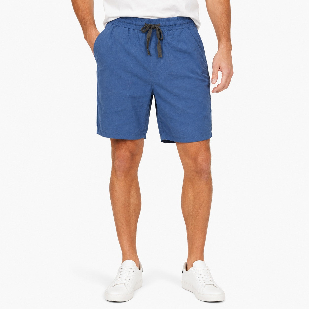 Men's Sportswear Shorts with Pockets & Drawstring Blue Size XL