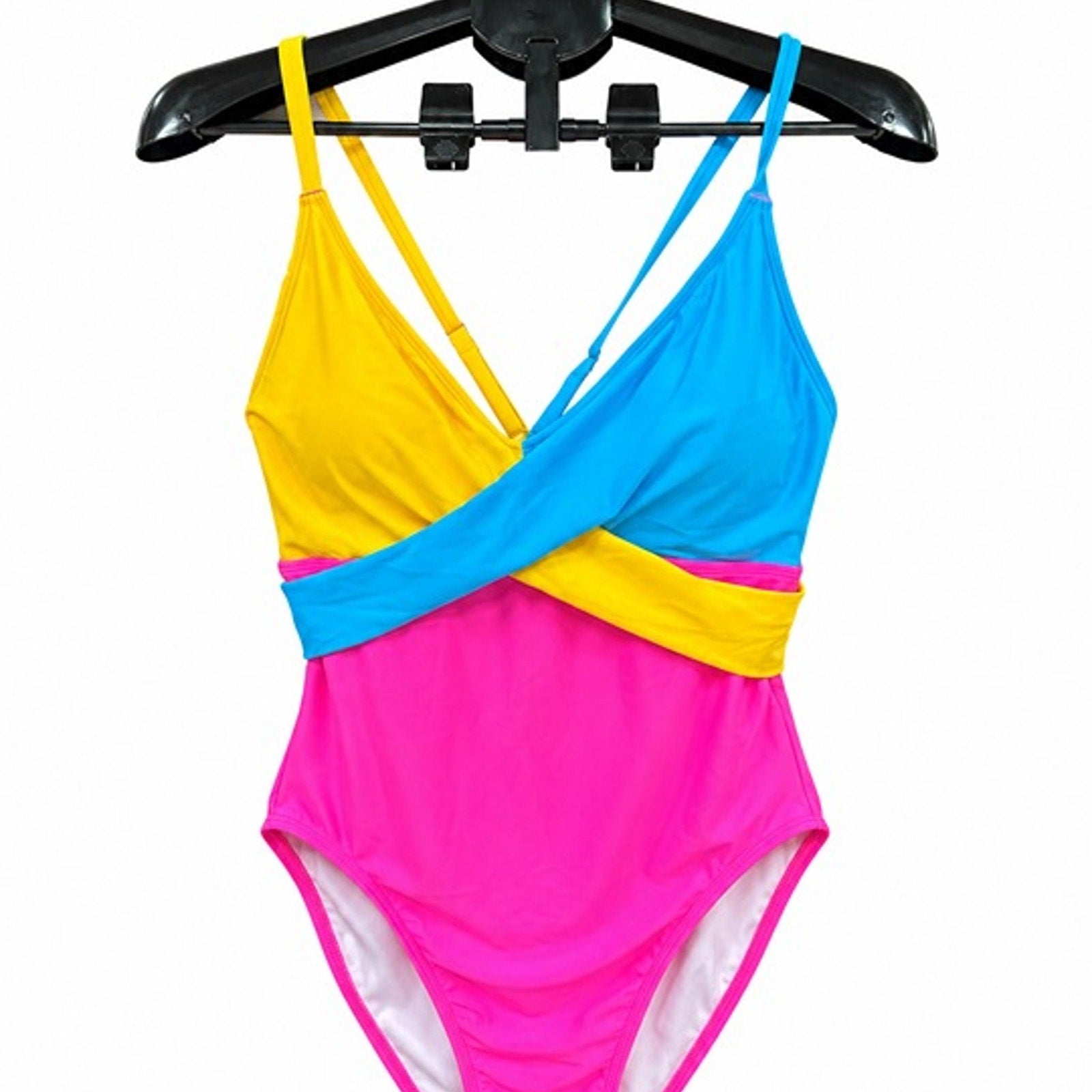 B2Prity Womens Color Block One Piece Swimsuit Tummy Control Bathing Suit -Size L