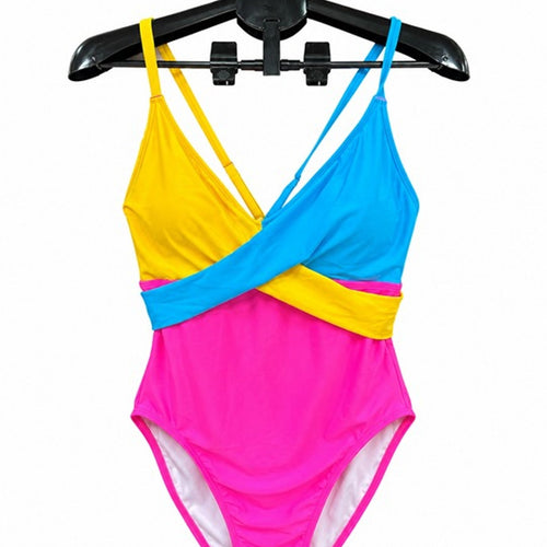 B2Prity Womens Color Block One Piece Swimsuit Tummy Control Bathing Suit -Size L