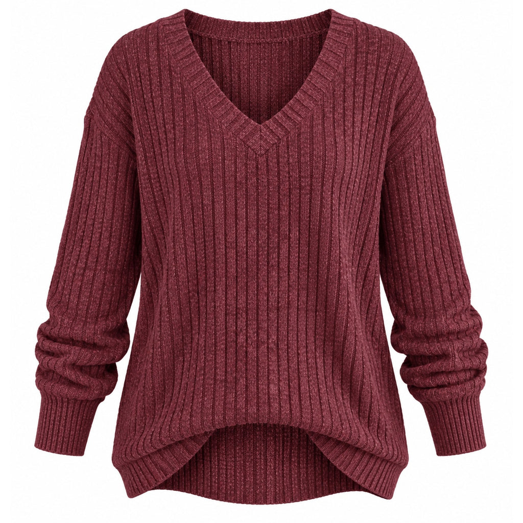Lightweight Shine Up women's V-neck long sleeve pullover sweater in size M, showcasing a casual, fitted design in soft fabric.