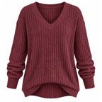 Lightweight Shine Up women's V-neck long sleeve pullover sweater in size M, showcasing a casual, fitted design in soft fabric.