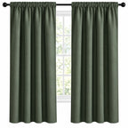 NICETOWN blackout curtains in green, insulated rod pocket window treatments, 42x63 inches, designed for light blocking and thermal insulation.