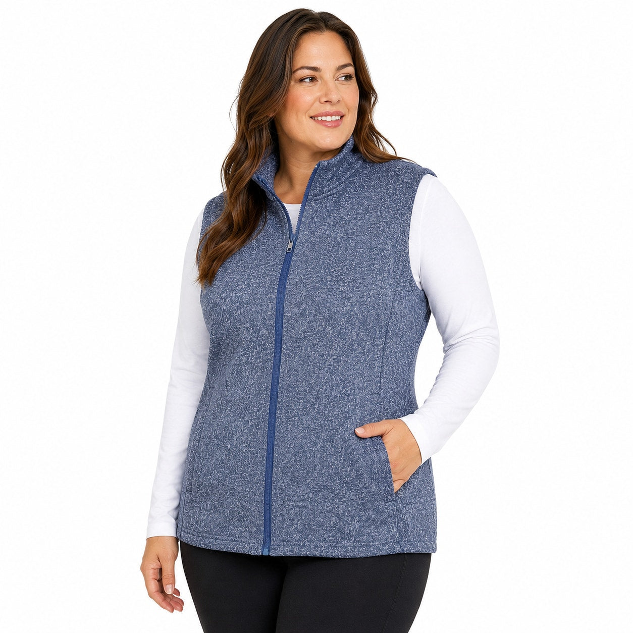 A Jesdani Women's Blue Knit Vest wtih Pockets Size 2X