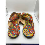 Republic Mercantile boho floral toe sandals for women, slip-on style in size 11 US, Euro 42, with colorful floral design.