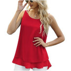 Uvplove women's sleeveless chiffon tank top with double layers, casual blouse in size 3XL, lightweight and stylish for summer wear.
