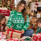 Uvplove women's Christmas ugly sweater knit pullover in red with festive holiday patterns, size XL, casual and cozy winter apparel.