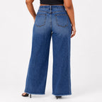Eytino blue jeans with elastic waist in dirty-blue, size 3XL, showing front view and relaxed fit.