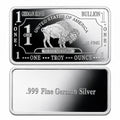 German silver collectible bar by CMC Mint, 1 Troy oz .999 fine alloy, featuring detailed mint design and inscriptions.