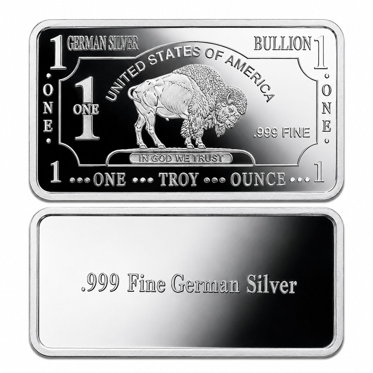 German silver collectible bar by CMC Mint, 1 Troy oz .999 fine alloy, featuring detailed mint design and inscriptions.