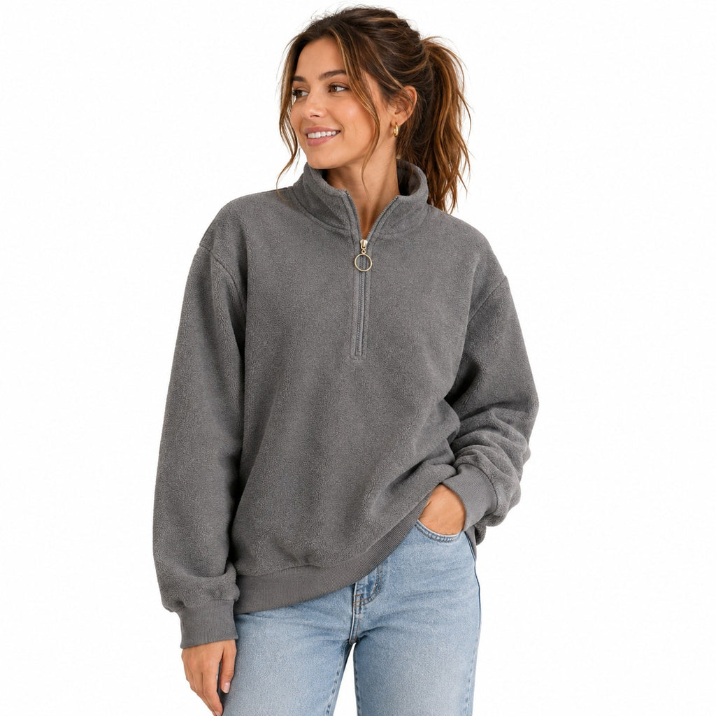 Moshu Women's Long Sleeve 1/4 Zip Pullover Sweater Size: XL
