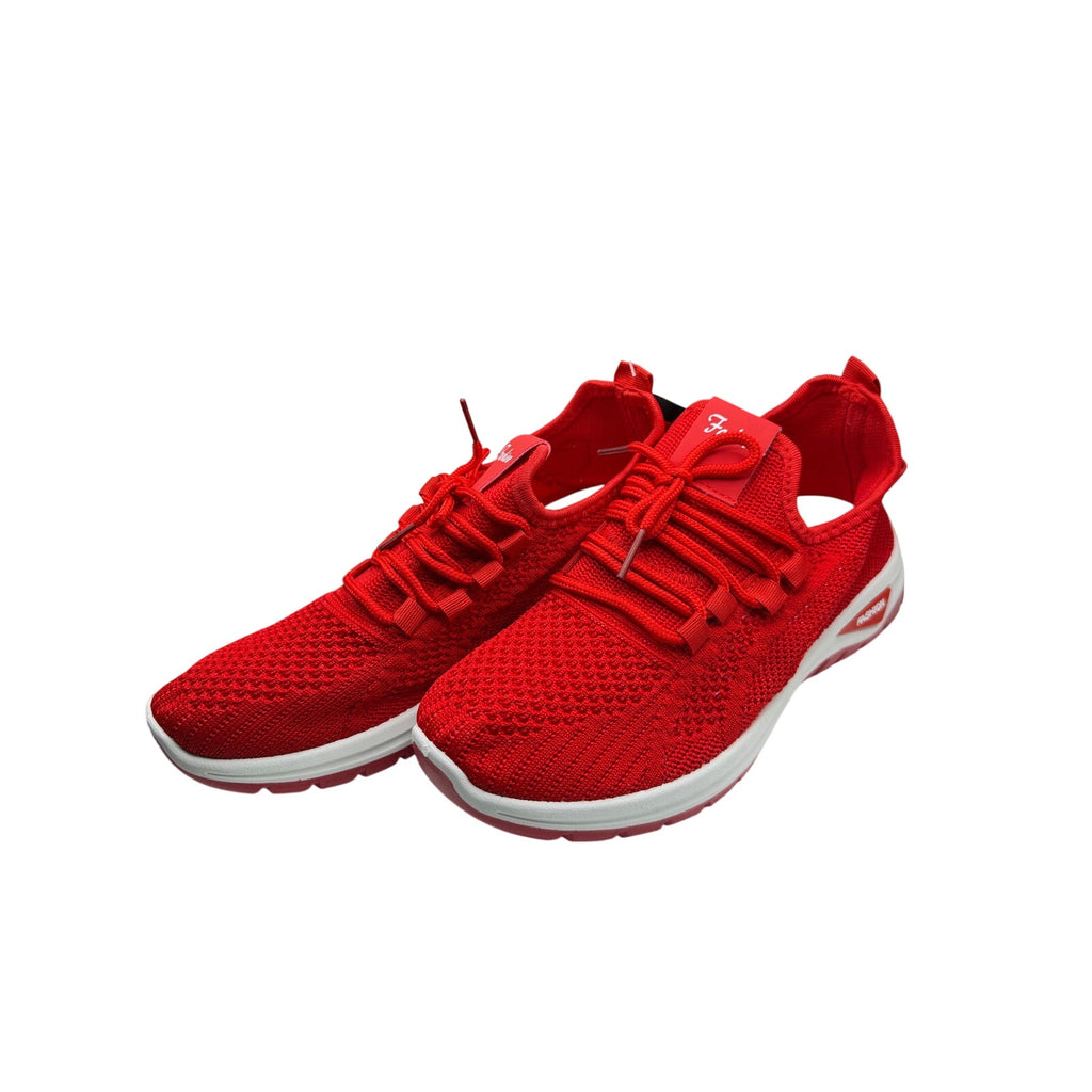 Red women's athletic sneakers by New Fashion Brand, size 6.5 US (EU 37), featuring sleek design and comfortable fit.