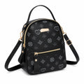 Black Aohao heart-shaped crossbody faux leather backpack with zipper closure and adjustable strap.