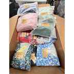 50-piece wholesale box of new women's dresses by Republic Mercantile, featuring assorted styles in a 36lb lot.