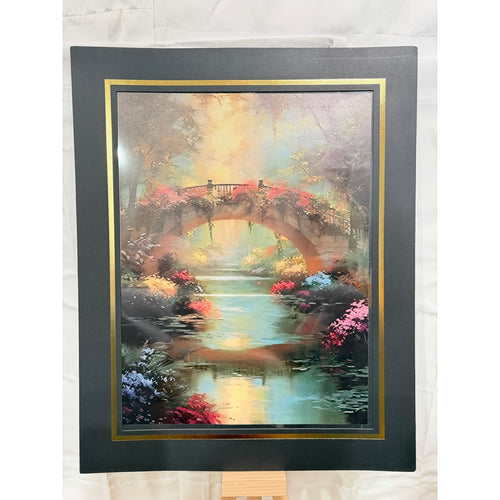 12x16 inch canvas art print of a flower bridge with 16x20 mat by Republic Mercantile, showcasing vibrant floral and bridge details.