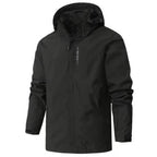Men's waterproof softshell jacket with hood, lightweight and 3XL size, by Republic Mercantile, shown in a front view.