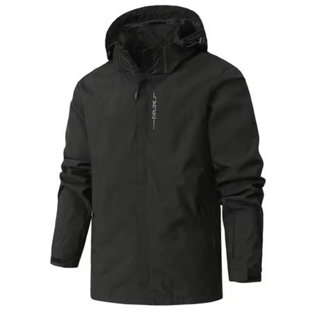 Men's waterproof softshell jacket with hood, lightweight and 3XL size, by Republic Mercantile, shown in a front view.