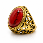 Men's gold band ring with red stone, size 10, from Republic Mercantile, showcasing a stylish men's jewelry accessory.
