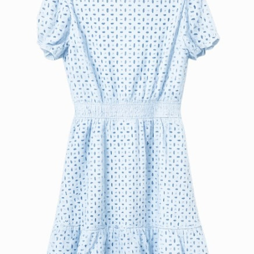 NEW PrettyGarden Eyelet Mini Dress Light Blue Size M Puff Sleeve FREE Shipping