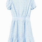 NEW PrettyGarden Eyelet Mini Dress Light Blue Size M Puff Sleeve FREE Shipping