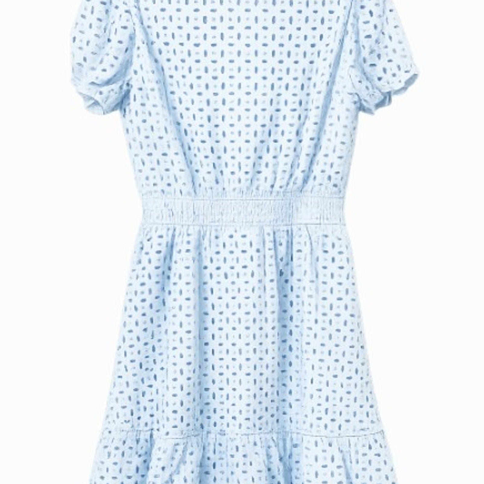 NEW PrettyGarden Eyelet Mini Dress Light Blue Size M Puff Sleeve FREE Shipping