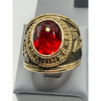 Men's US Marine Corps signet ring in gold with red accents, size 9, by Republic Mercantile, featuring Marine Corps emblem design.