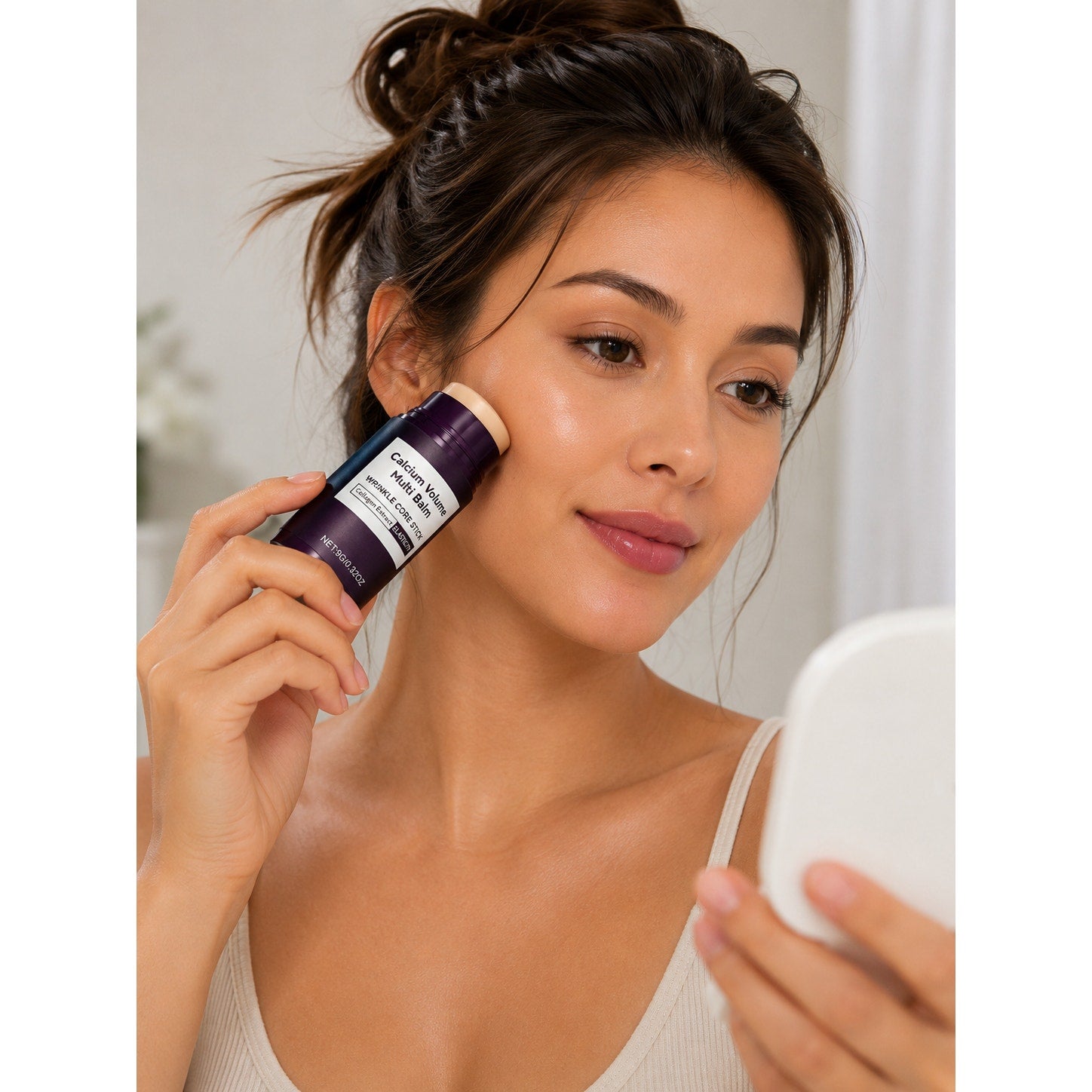 Haikou Calcium Volume Multi Balm Stick with wrinkle core, 0.32oz, in a sleek balm stick container for skin hydration and anti-aging.