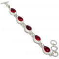 Red Pear Carnelin Gemstone Handmade 925 Sterling Silver Plated Jewelry Bracelet