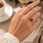 Gold tone fashion jewelry gem ring in size 7.5 from Republic Mercantile, featuring a sparkling gemstone and stylish design.