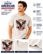 Light gray 250th Anniversary T-shirt in XL from Republic Mercantile, showing front view with printed anniversary design.