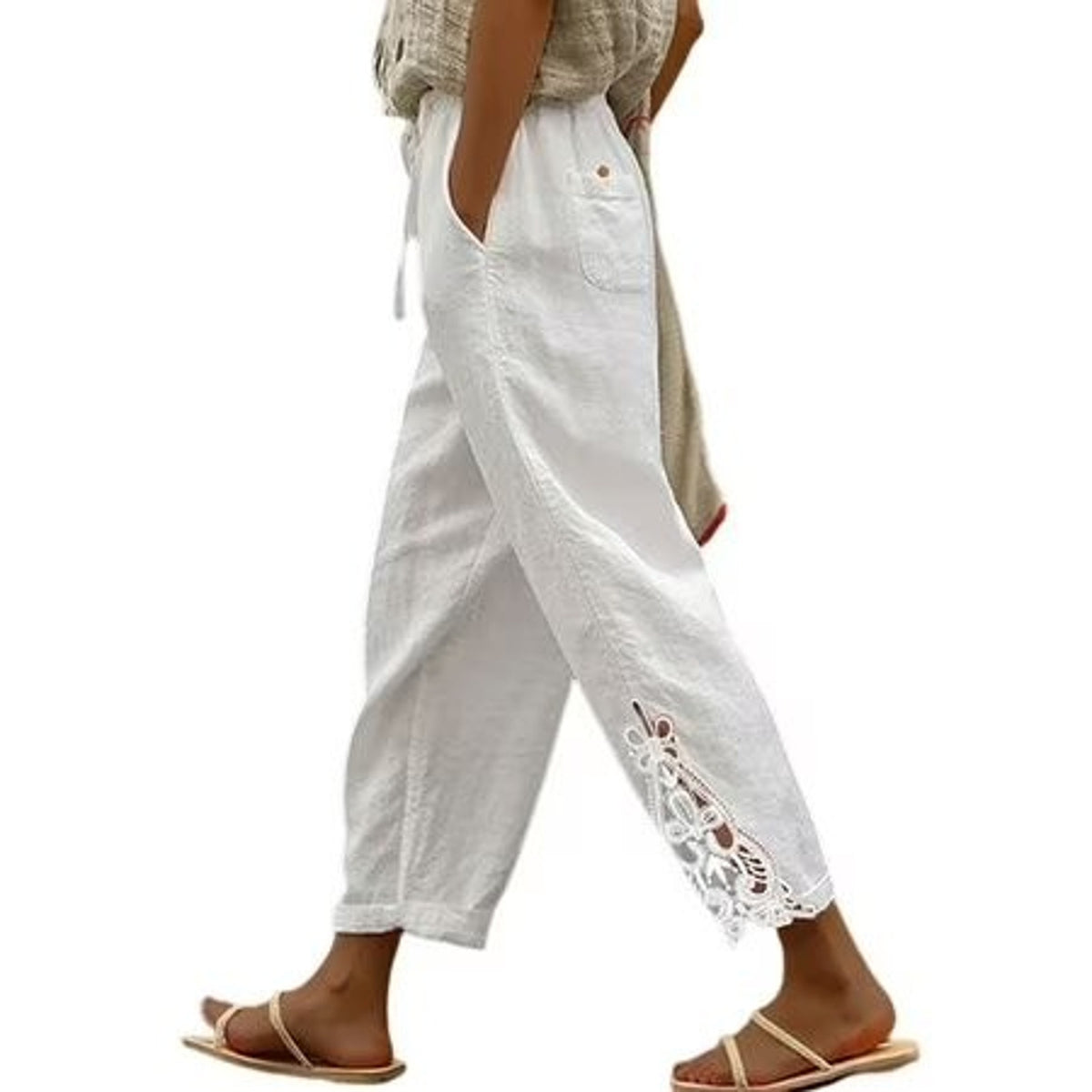 Lightweight cotton casual pants for women in size XL by Dokotoo, featuring a comfortable fit and relaxed style.