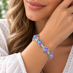 Triplet Opal Pear Gemstone 925 Sterling Silver Plated Jewelry Bracelet Sz 7-8"