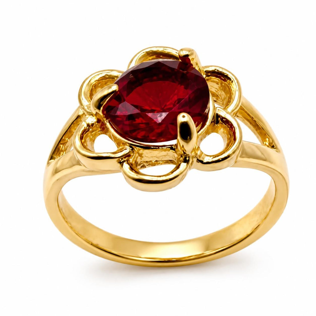 Gold tone gem ring in size 7.5 from Republic Mercantile, featuring a stylish design with sparkling gemstone accents.