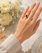 Gold tone fashion jewelry gem ring in size 8.5 featuring sparkling stones, stylish design by Republic Mercantile.