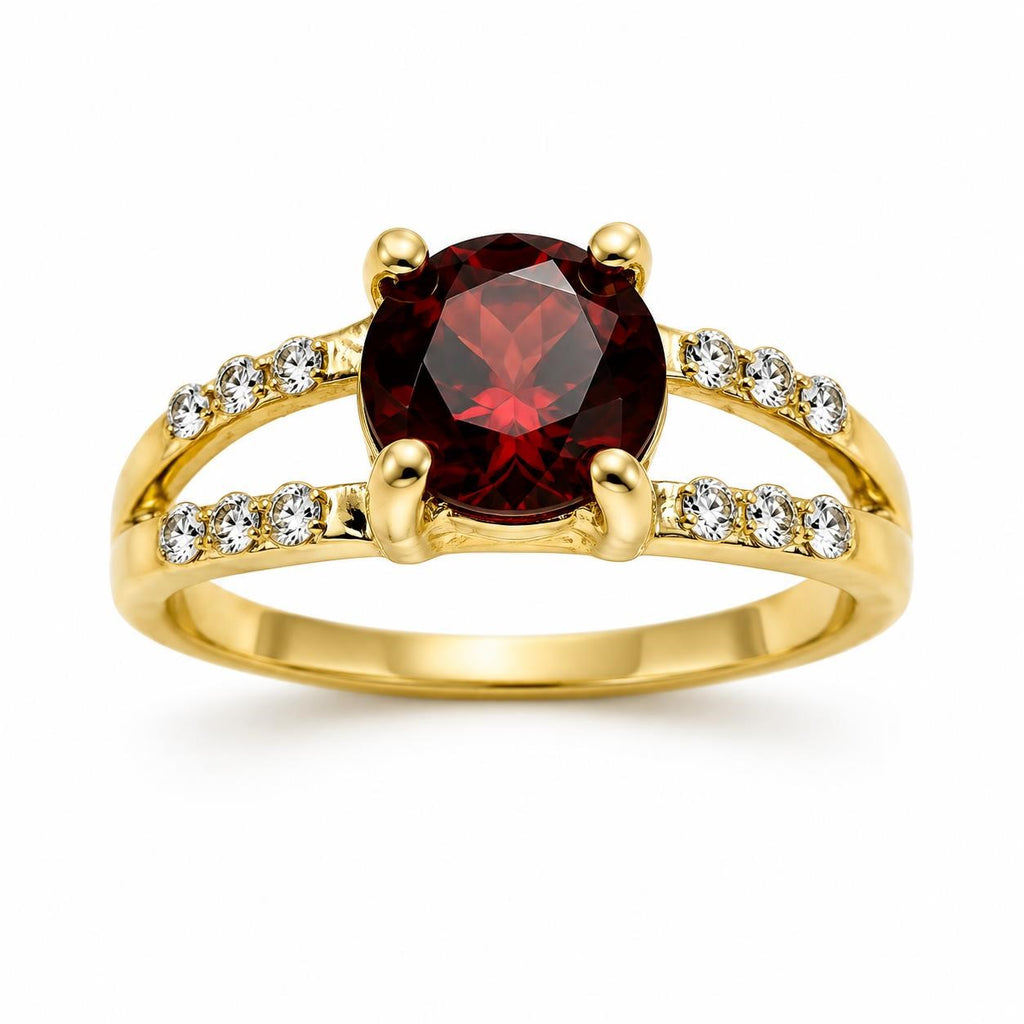 Gold tone gem ring in size 8.5 from Republic Mercantile's fashion jewelry collection, featuring a sparkling gemstone setting.
