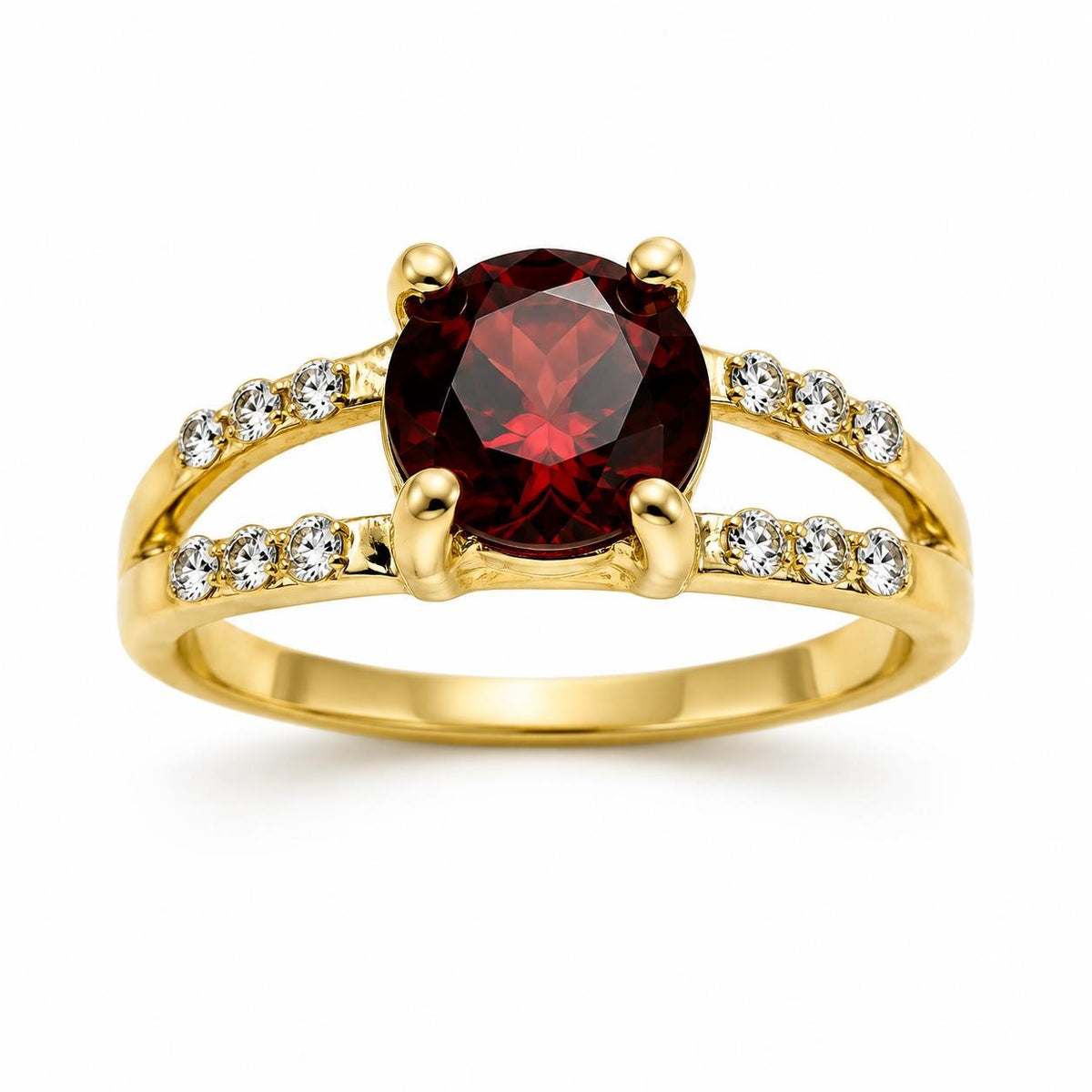 Gold tone gem ring in size 8.5 from Republic Mercantile's fashion jewelry collection, featuring a sparkling gemstone setting.