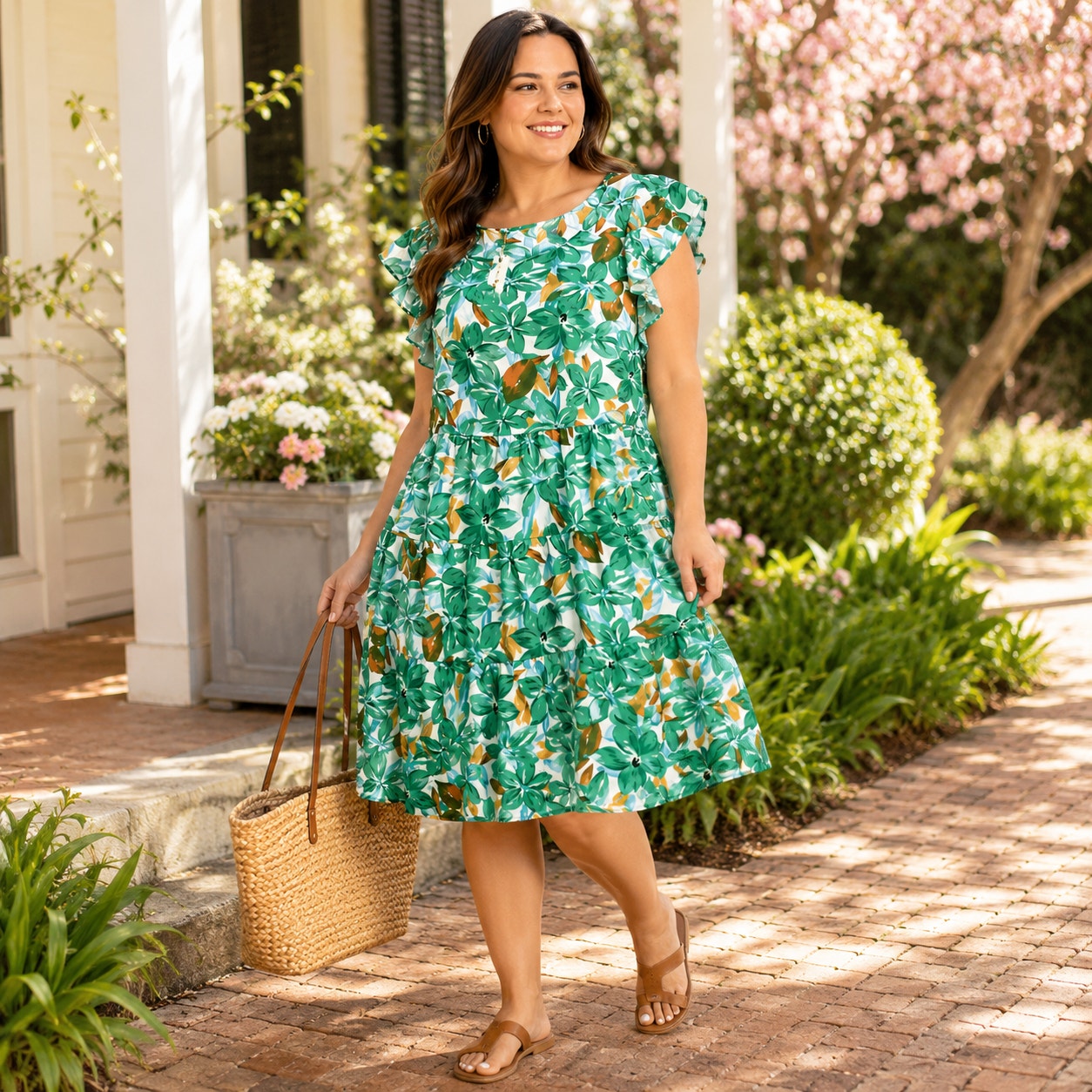 Agnes Orinda Floral Babydoll Dress Size 2X