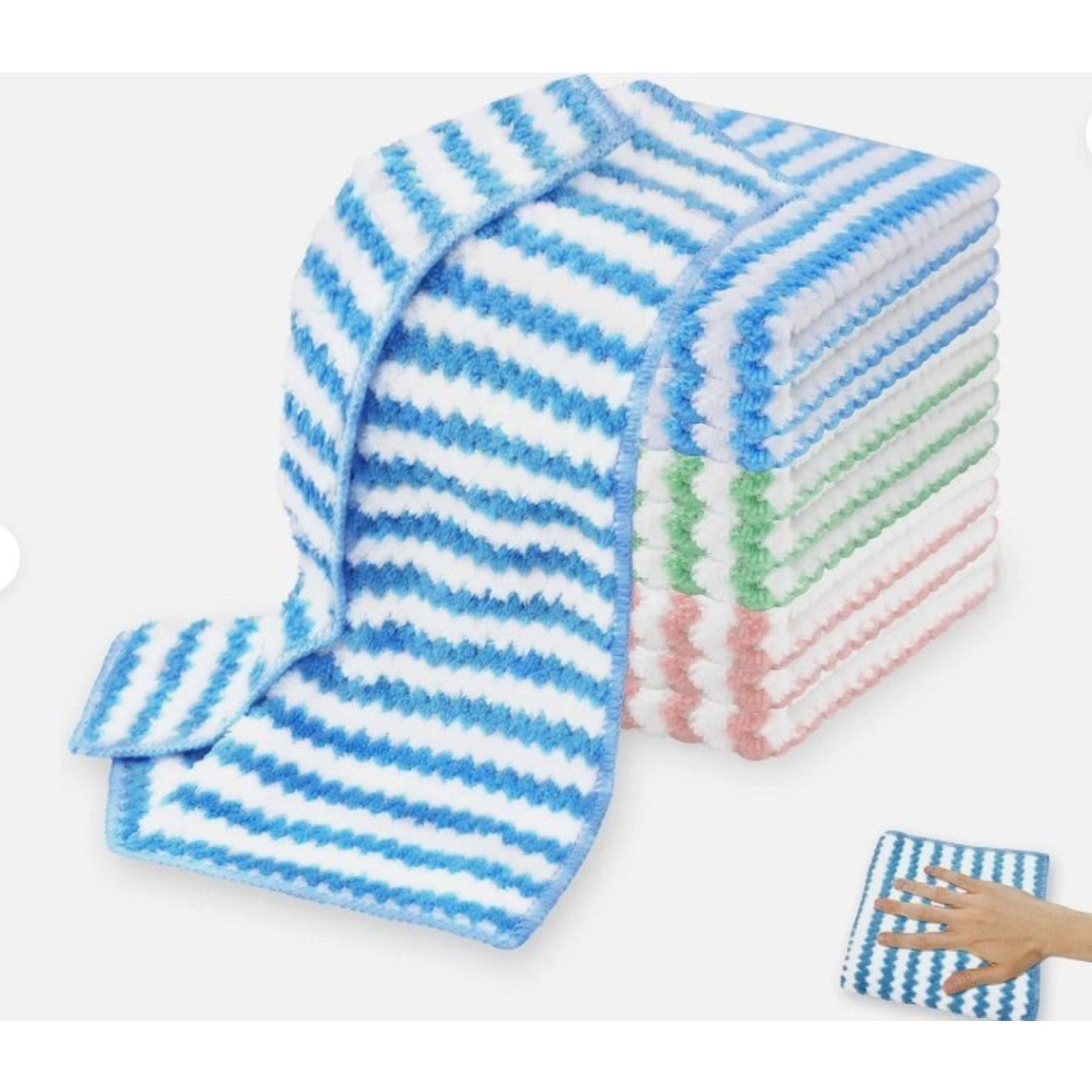 Three packs of Choicy microfiber cleaning cloths, showing a total of 30 soft, absorbent towels for household cleaning.
