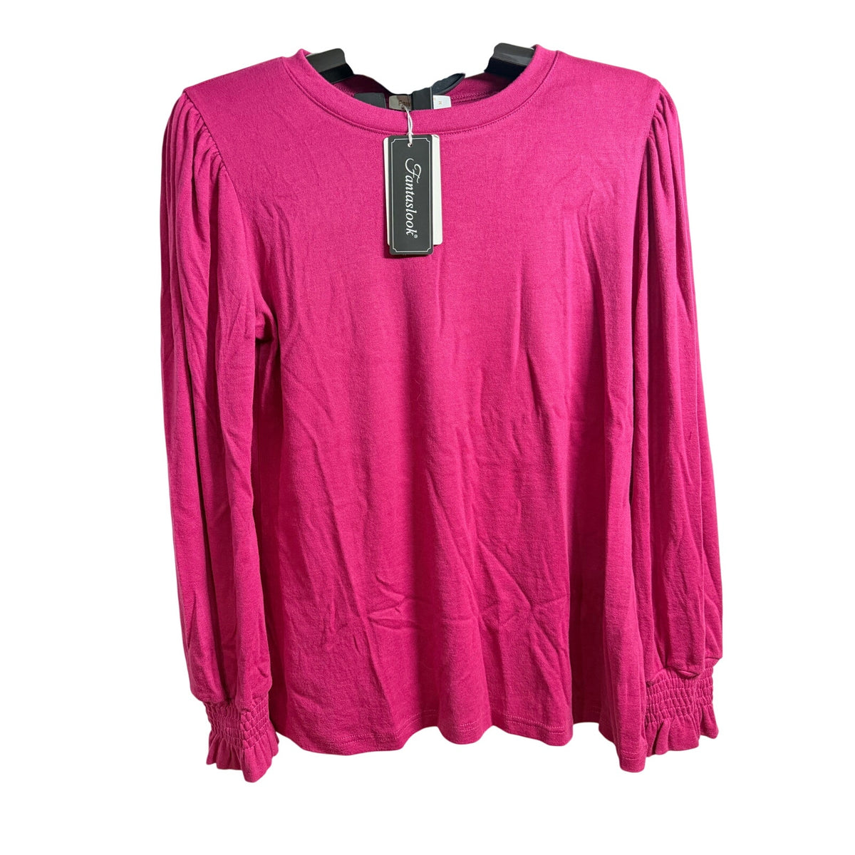 Fantaslook women's casual blouse in fall fuchsia, size M, featuring a stylish long-sleeve shirt with a relaxed fit.