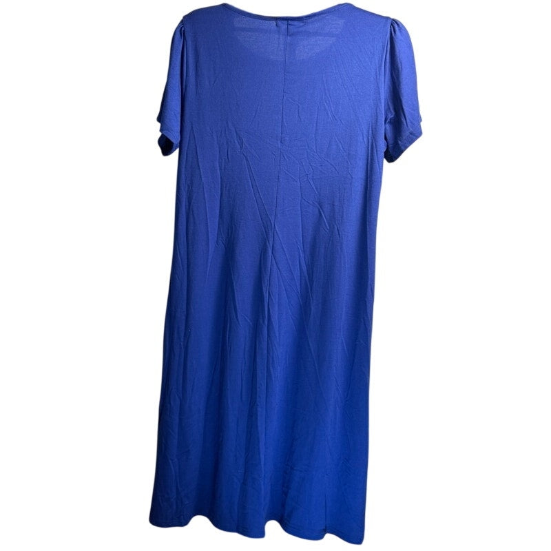 Fantaslook Short-Sleeve Blue Swing A-Line Midi Dress Size XL