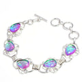 Triplet Opal Pear Gemstone 925 Sterling Silver Plated Jewelry Bracelet Sz 7-8"