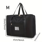 Black travel foldable tote bag from Nice Travel, showing its compact design and durable fabric in a folded and expanded view.