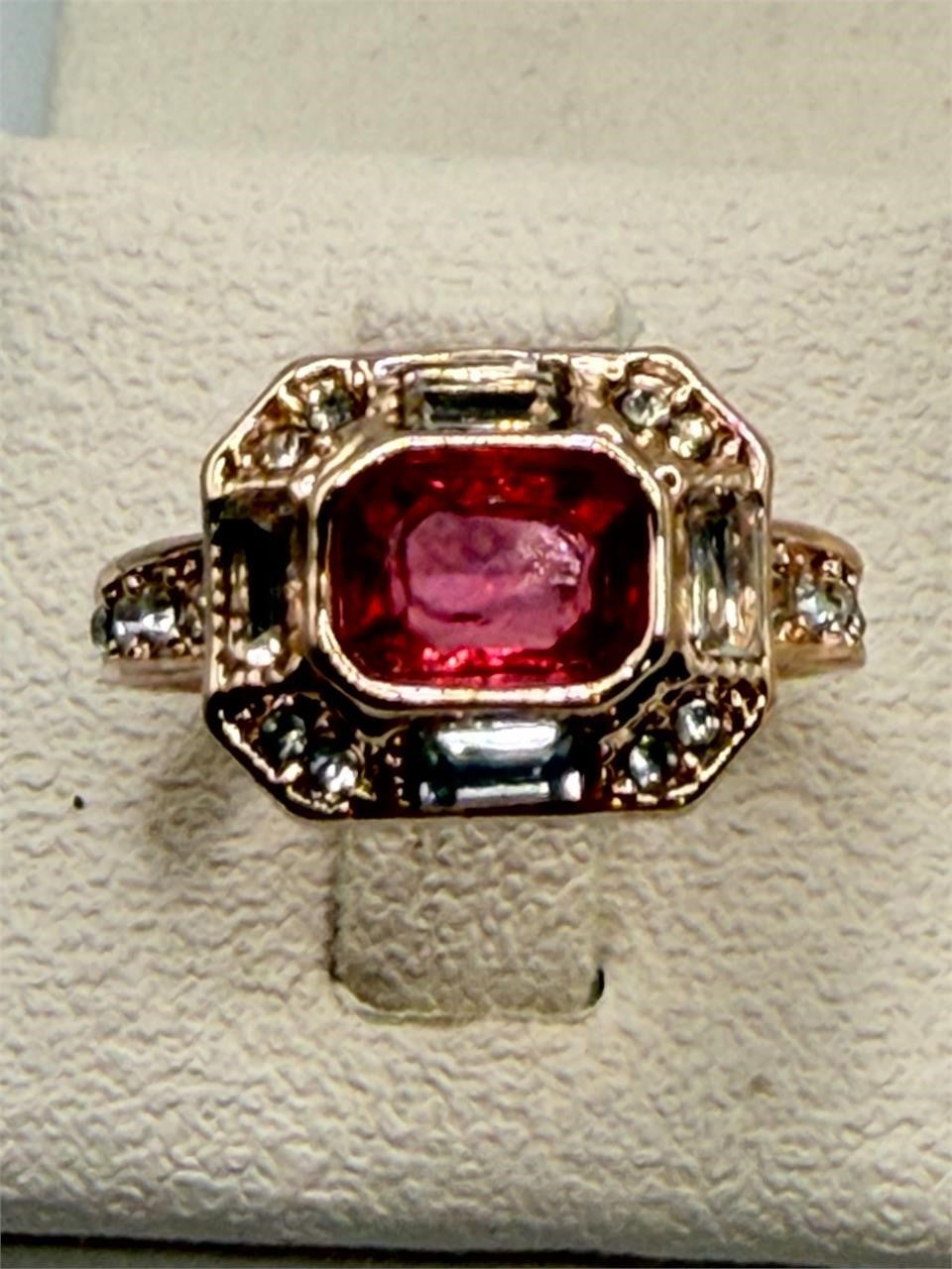 Republic Mercantile fashion gem ring in rose gold, size 6, featuring a sparkling gemstone setting on a sleek band.