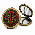 Large bejeweled pocket mirror with sparkling decorative accents, featuring a circular design and ornate craftsmanship by Republic Mercantile.