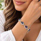 Mystic Topaz Pear Gemstone Handmade 925 Sterling Silver Plated Jewelry Bracelet